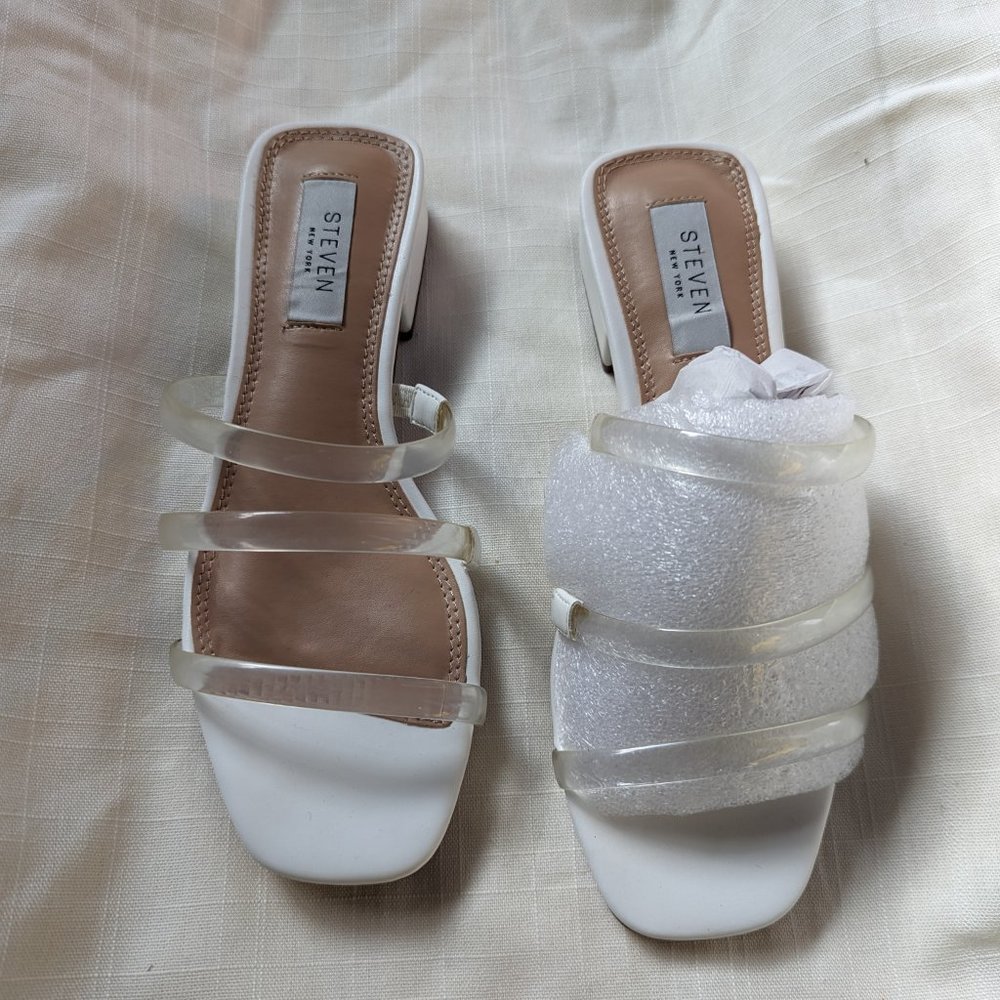 Steven by Steve Madden Hades Slides Sandals - White, Size 6, Brand New